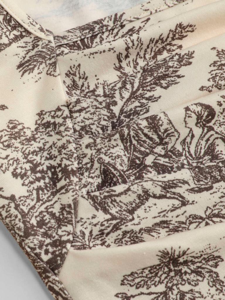 Cider Toile de Jouy Square Neck Tank Top