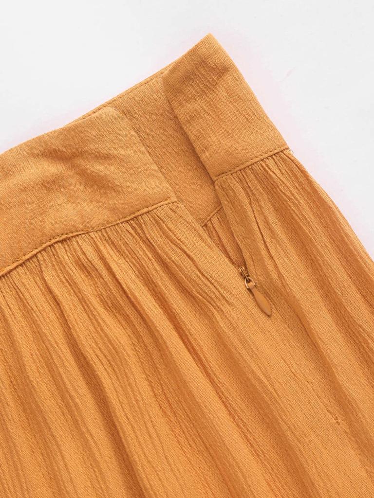 Cider Middle Elastic Waist Ruched Wide Leg Trousers