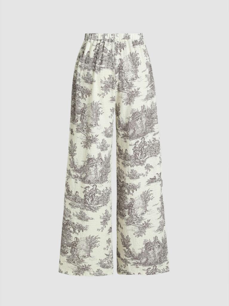 Cider Toile de Jouy Wide Leg Trousers