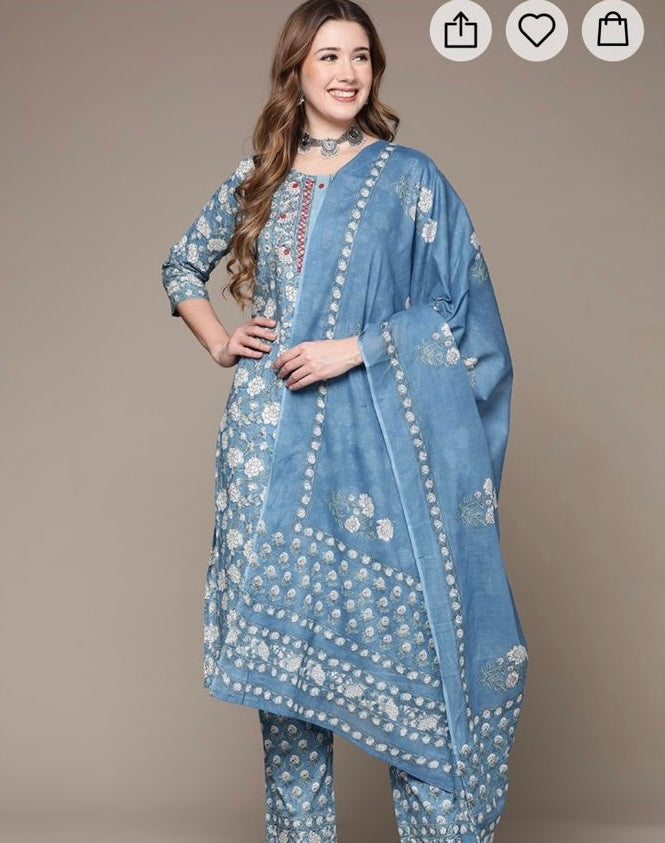 Anubhutee Floral pure cotton kurta set - 0257